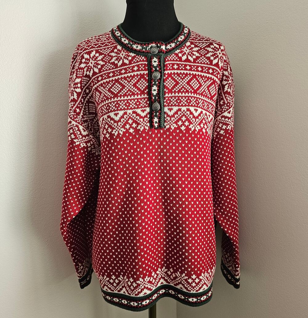 L.L. BEAN Vintage 90's Fair Isle Nordic Christmas Holidays Cotton Sweater 1X XL